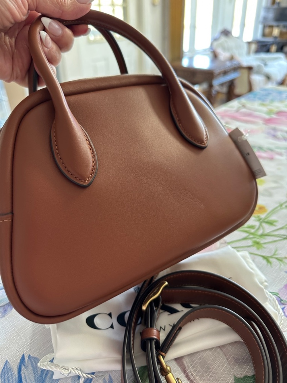 Coach Borough Bowling Bag in color Saddle with Gold Hardware - Picture 5 of 9